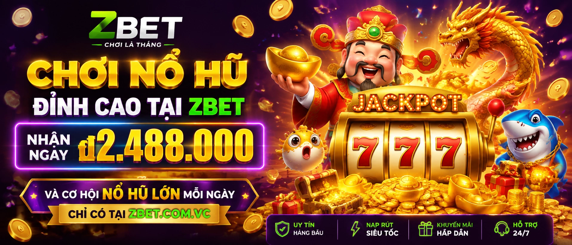 Khu slot ZBET hiển thị danh mục Nổ Hũ gọn và dễ chọn