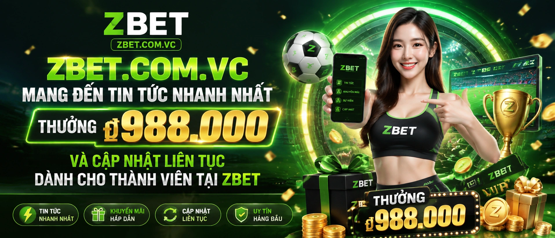 Danh mục tin tức và liên kết chuyên mục trên giao diện ZBET